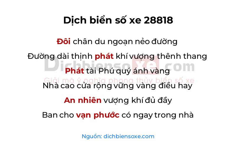 Dịch thơ biển số 28818