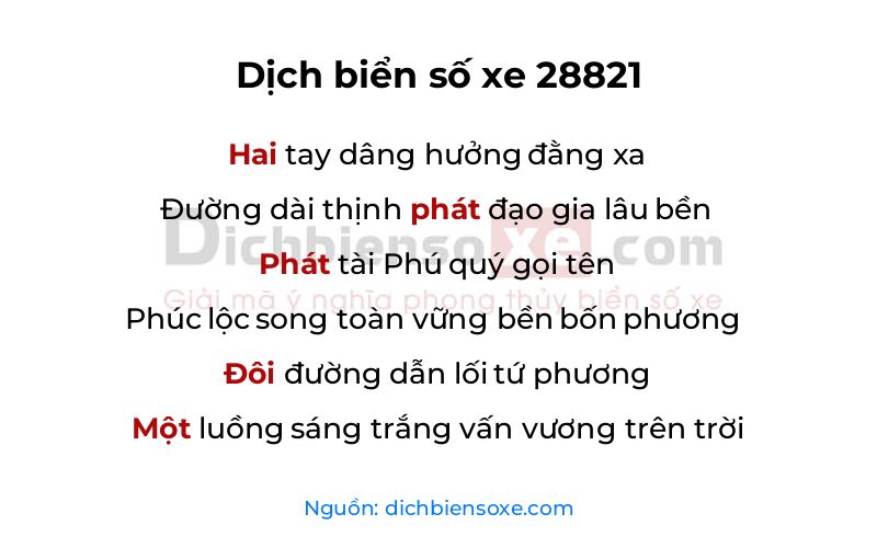 Dịch thơ biển số 28821