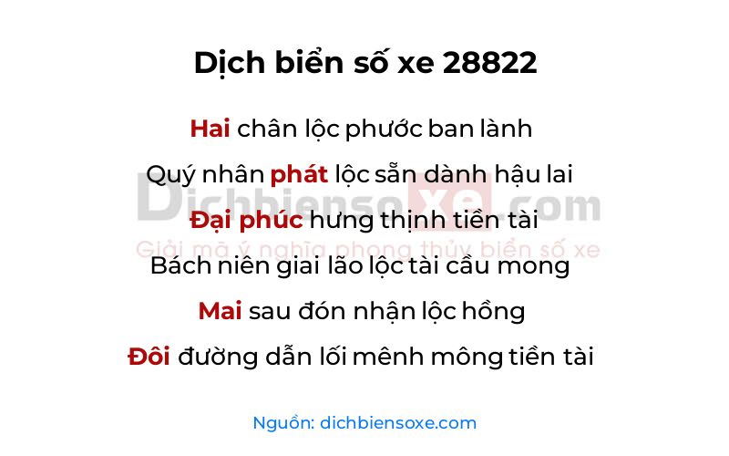 Dịch thơ biển số 28822
