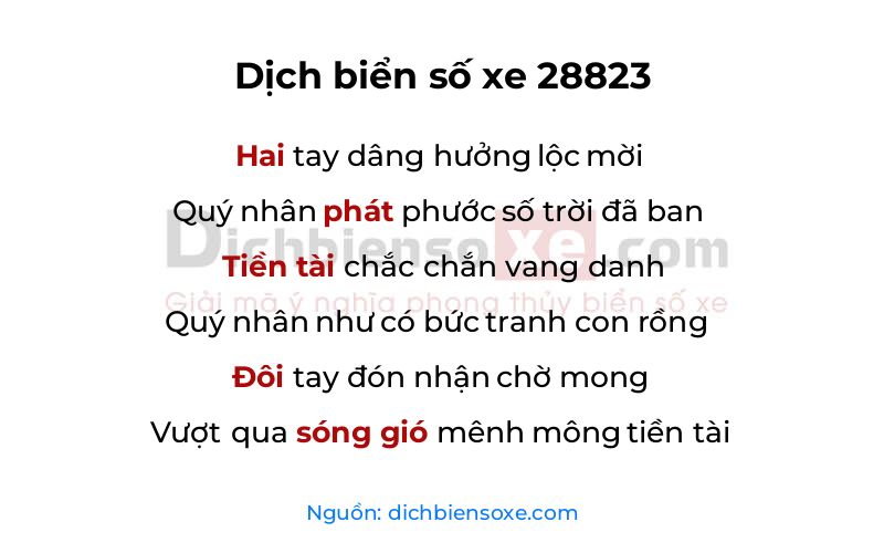 Dịch thơ biển số 28823