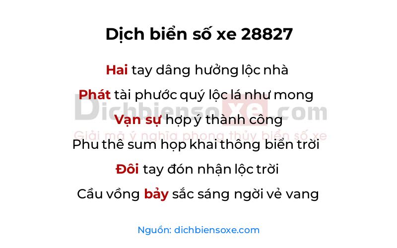 Dịch thơ biển số 28827