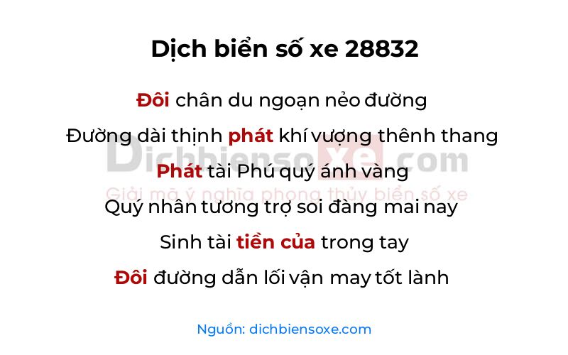 Dịch thơ biển số 28832