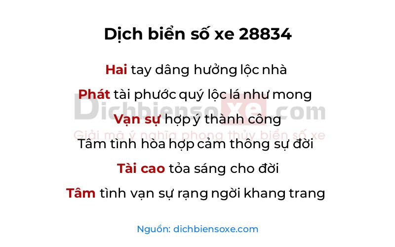 Dịch thơ biển số 28834