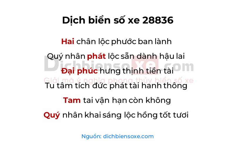 Dịch thơ biển số 28836