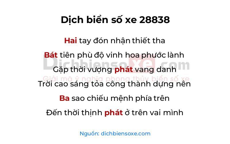 Dịch thơ biển số 28838