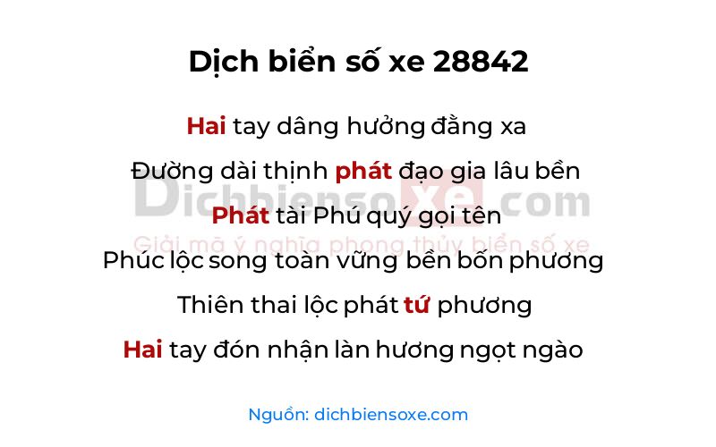 Dịch thơ biển số 28842