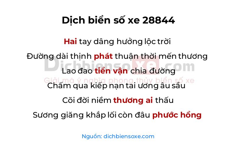 Dịch thơ biển số 28844