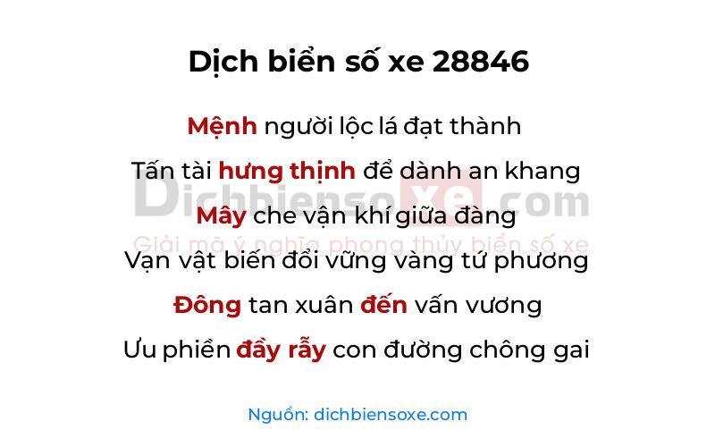 Dịch thơ biển số 28846