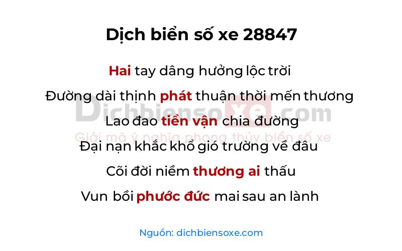 Dịch thơ biển số 28847