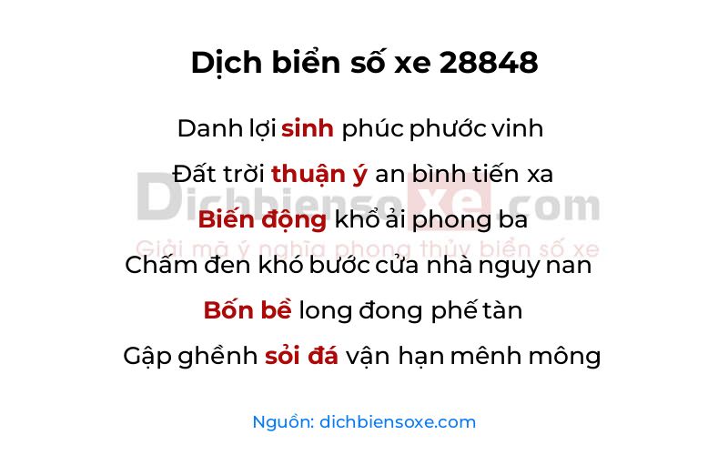 Dịch thơ biển số 28848