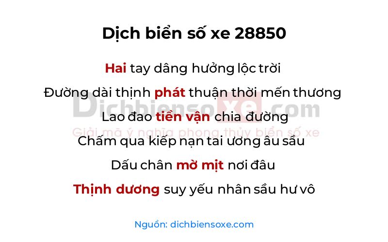 Dịch thơ biển số 28850