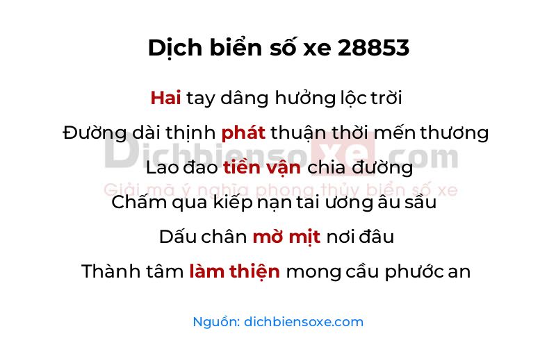 Dịch thơ biển số 28853