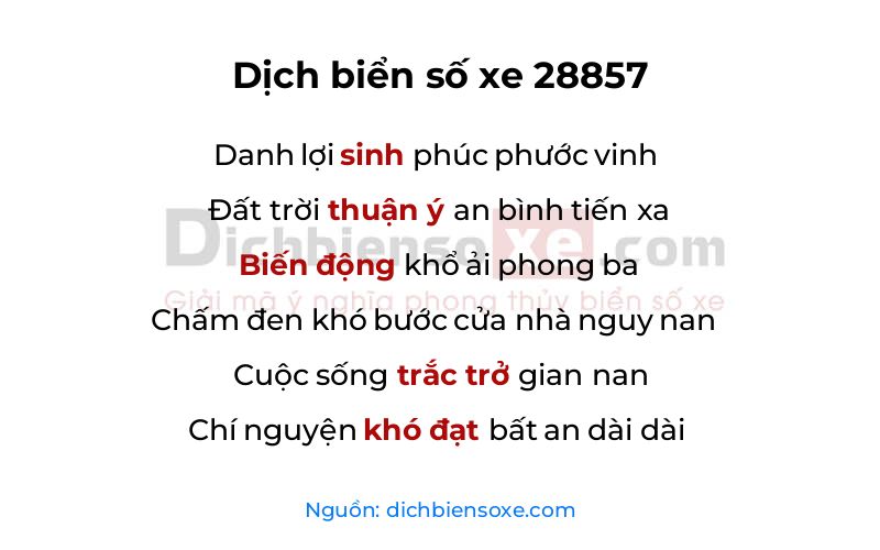 Dịch thơ biển số 28857