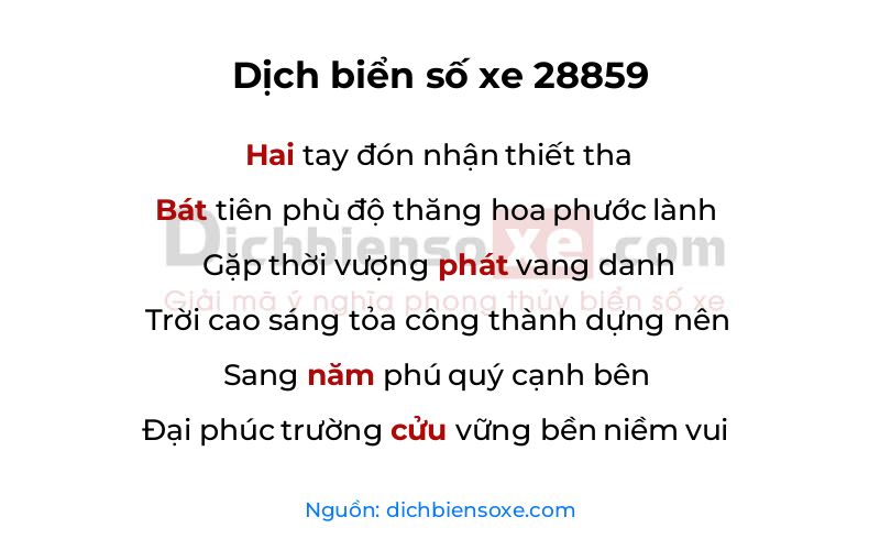 Dịch thơ biển số 28859