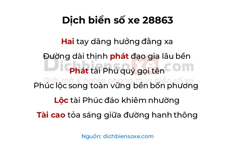 Dịch thơ biển số 28863