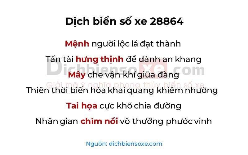Dịch thơ biển số 28864