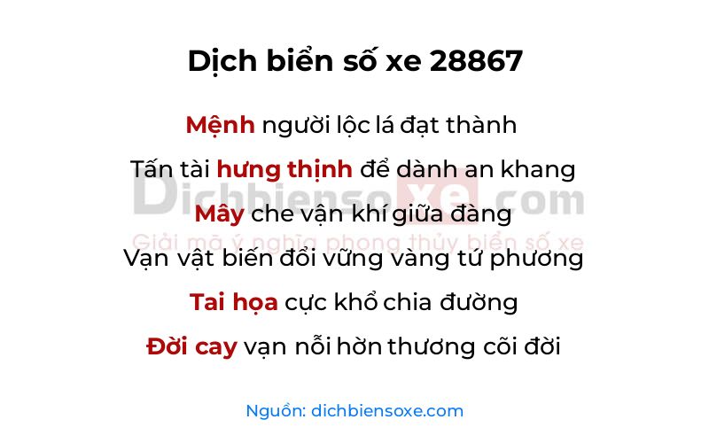 Dịch thơ biển số 28867