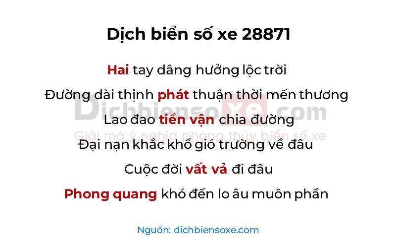 Dịch thơ biển số 28871