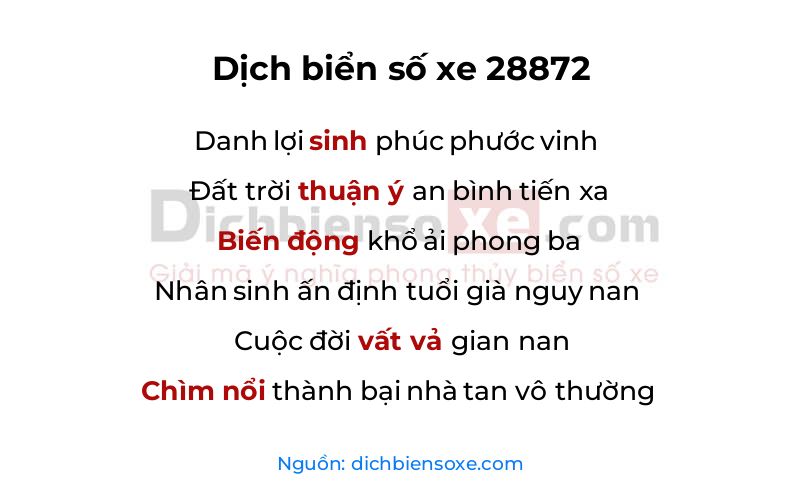 Dịch thơ biển số 28872