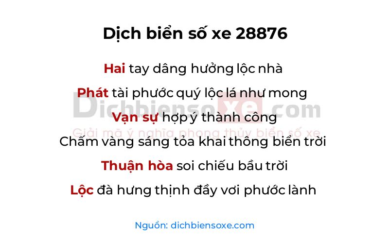 Dịch thơ biển số 28876