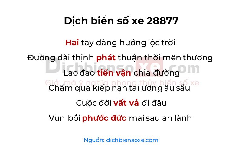 Dịch thơ biển số 28877