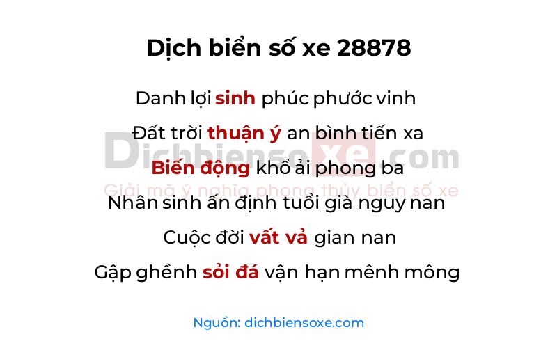 Dịch thơ biển số 28878
