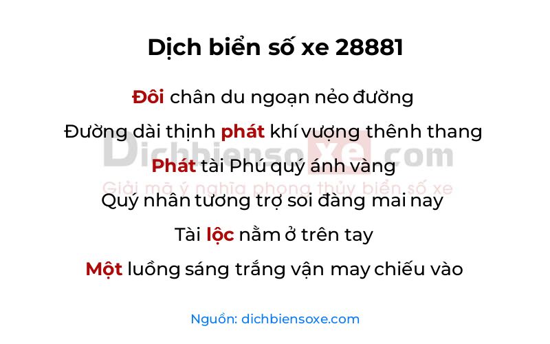 Dịch thơ biển số 28881