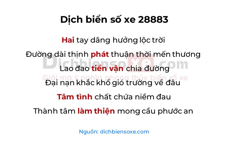 Dịch thơ biển số 28883