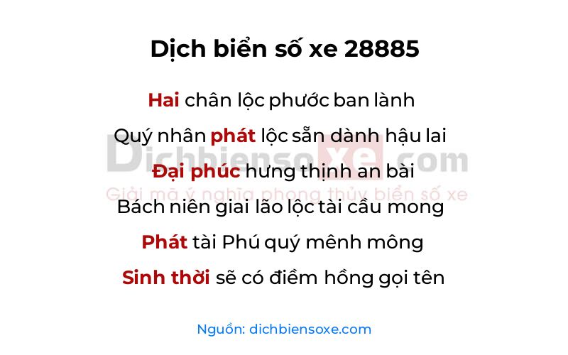 Dịch thơ biển số 28885