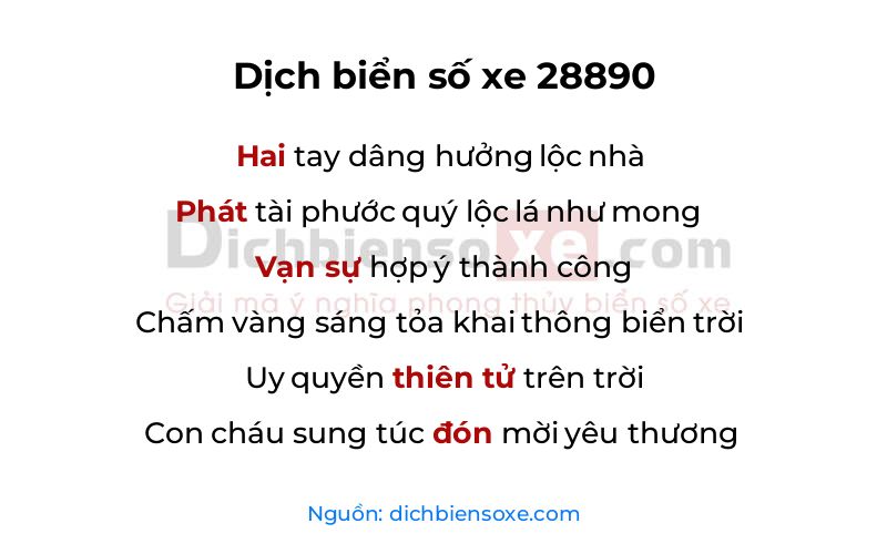 Dịch thơ biển số 28890