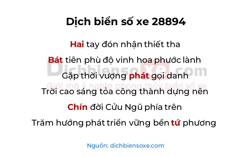 Dịch thơ biển số 28894