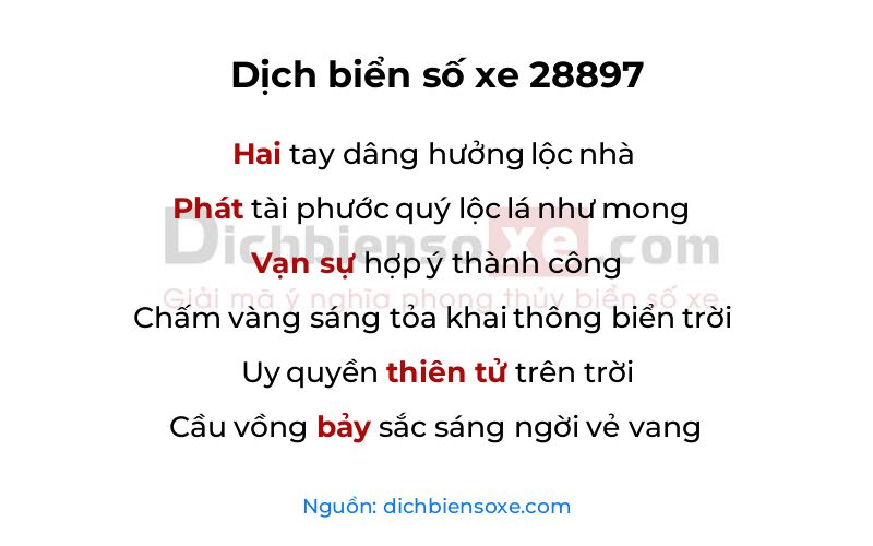 Dịch thơ biển số 28897