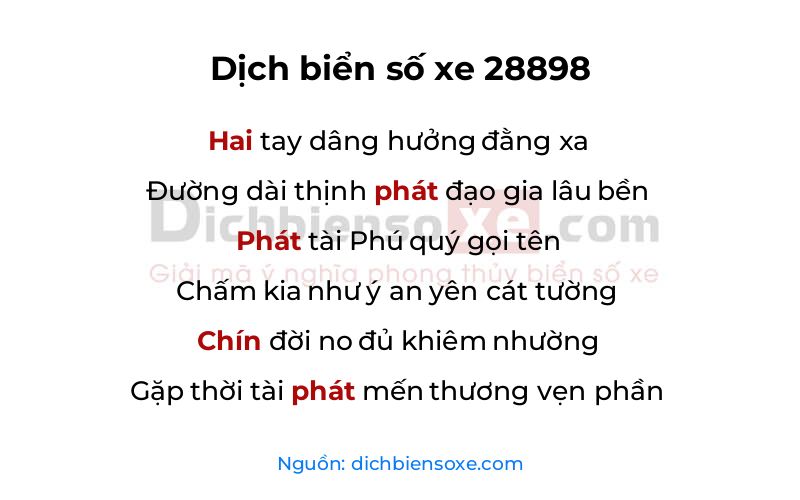 Dịch thơ biển số 28898