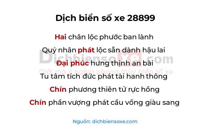 Dịch thơ biển số 28899