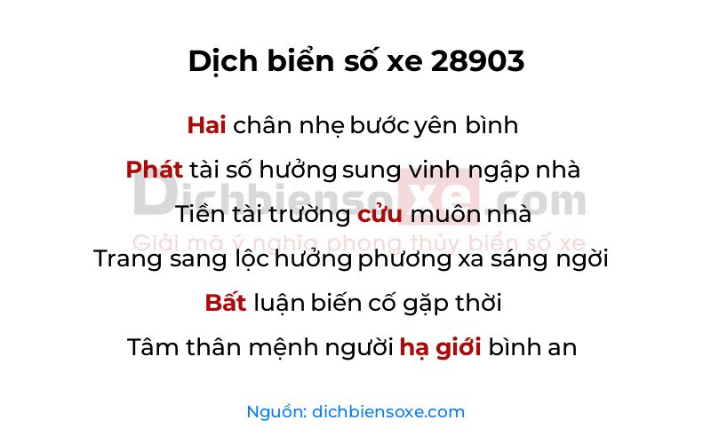 Dịch thơ biển số 28903