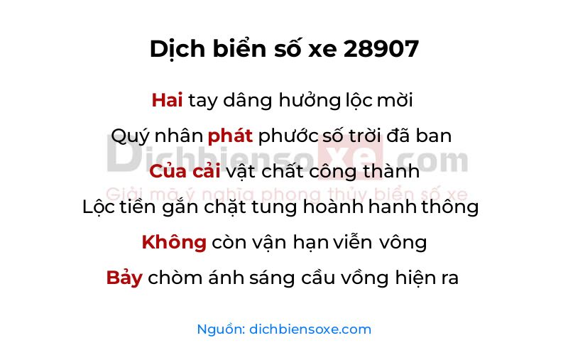 Dịch thơ biển số 28907