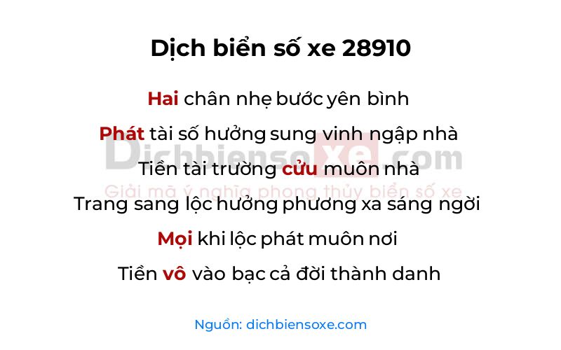Dịch thơ biển số 28910