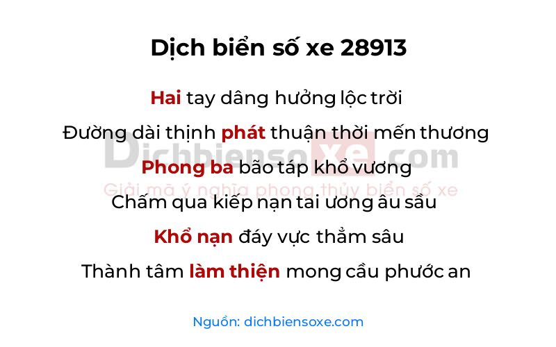 Dịch thơ biển số 28913