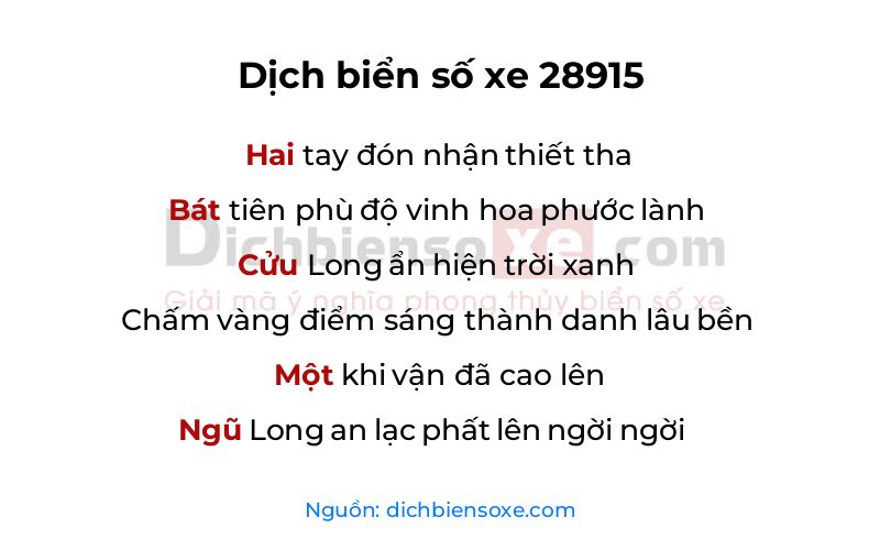 Dịch thơ biển số 28915