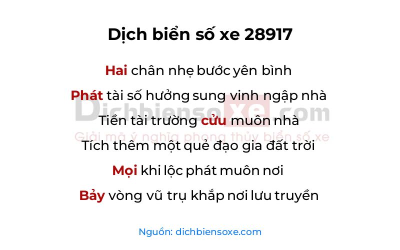 Dịch thơ biển số 28917