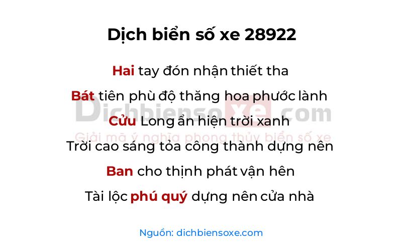 Dịch thơ biển số 28922