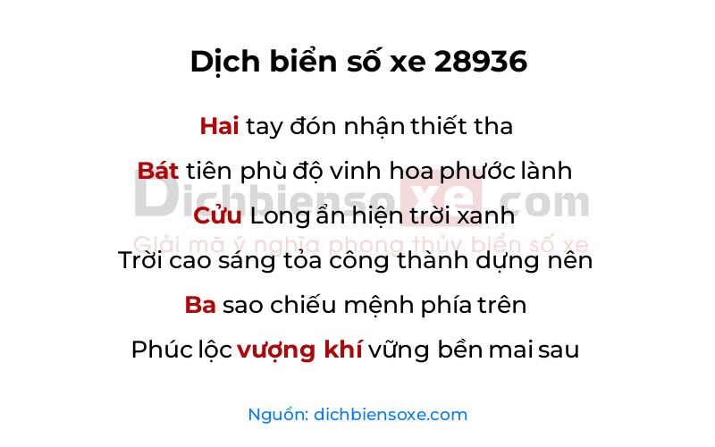 Dịch thơ biển số 28936