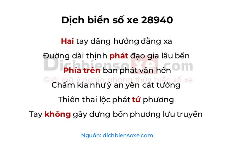 Dịch thơ biển số 28940