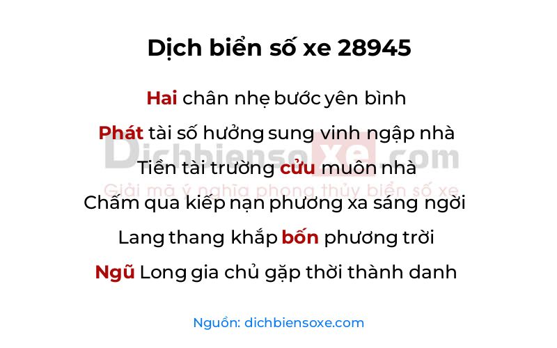Dịch thơ biển số 28945