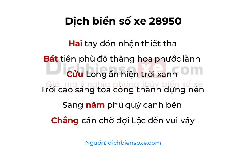 Dịch thơ biển số 28950