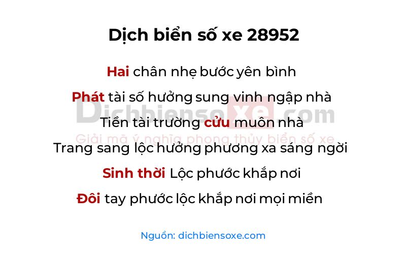Dịch thơ biển số 28952