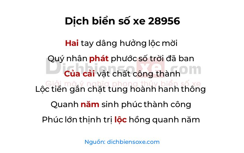 Dịch thơ biển số 28956