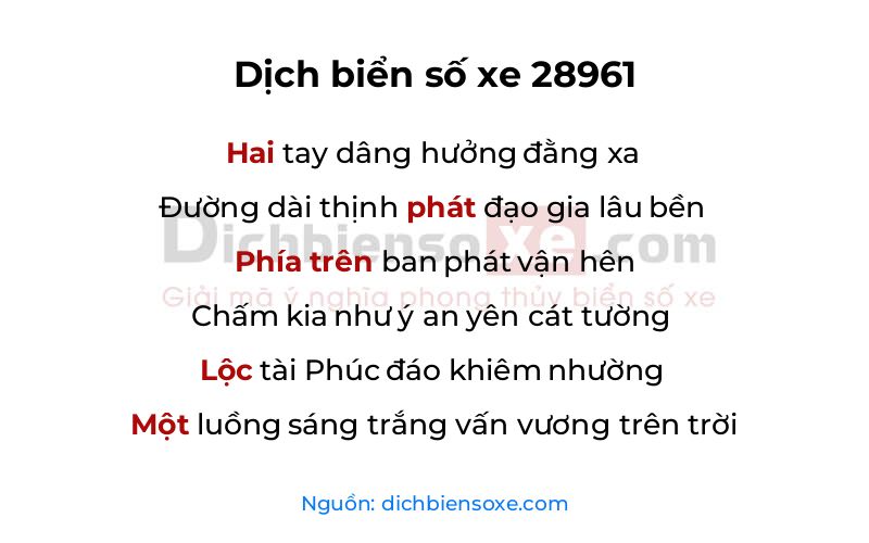 Dịch thơ biển số 28961