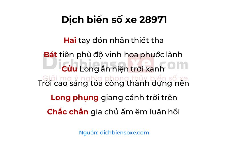 Dịch thơ biển số 28971