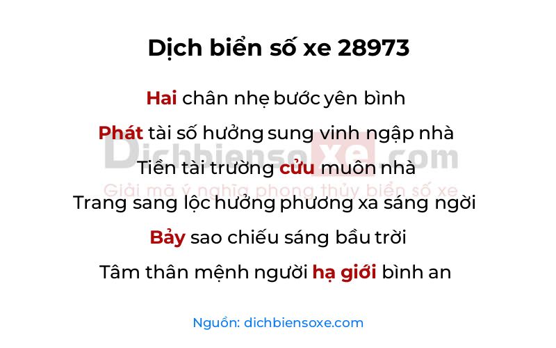 Dịch thơ biển số 28973